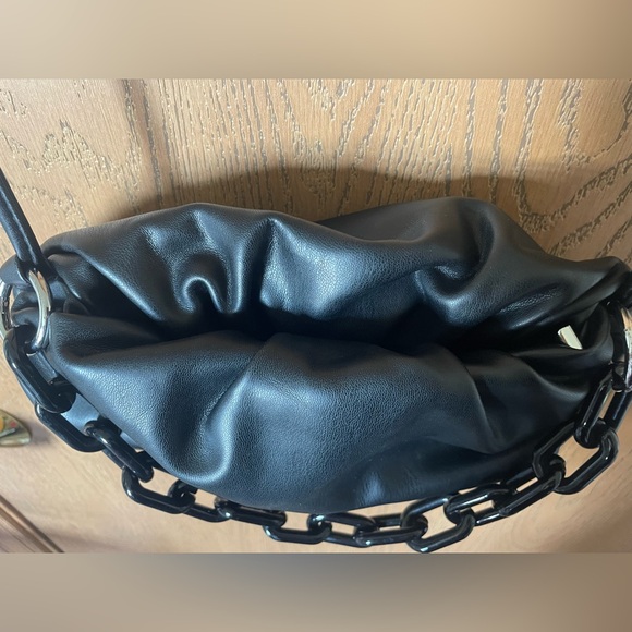 Expressions NYC Vegan Leather Black Crossbody Puff Clutch Purse with Chain - Picture 4 of 10